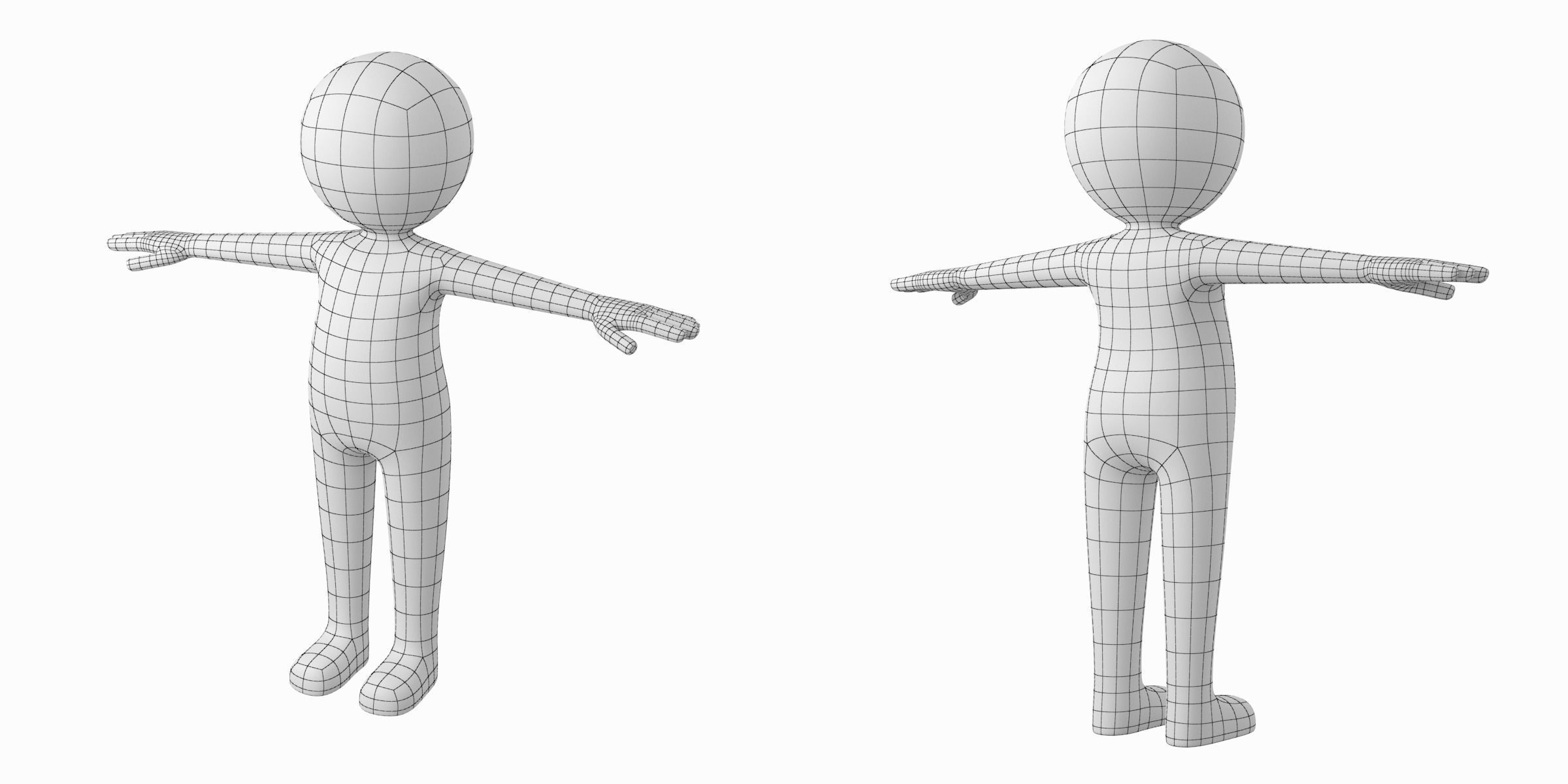 Stylized Stickman in T-Pose Low-poly 3D model_3