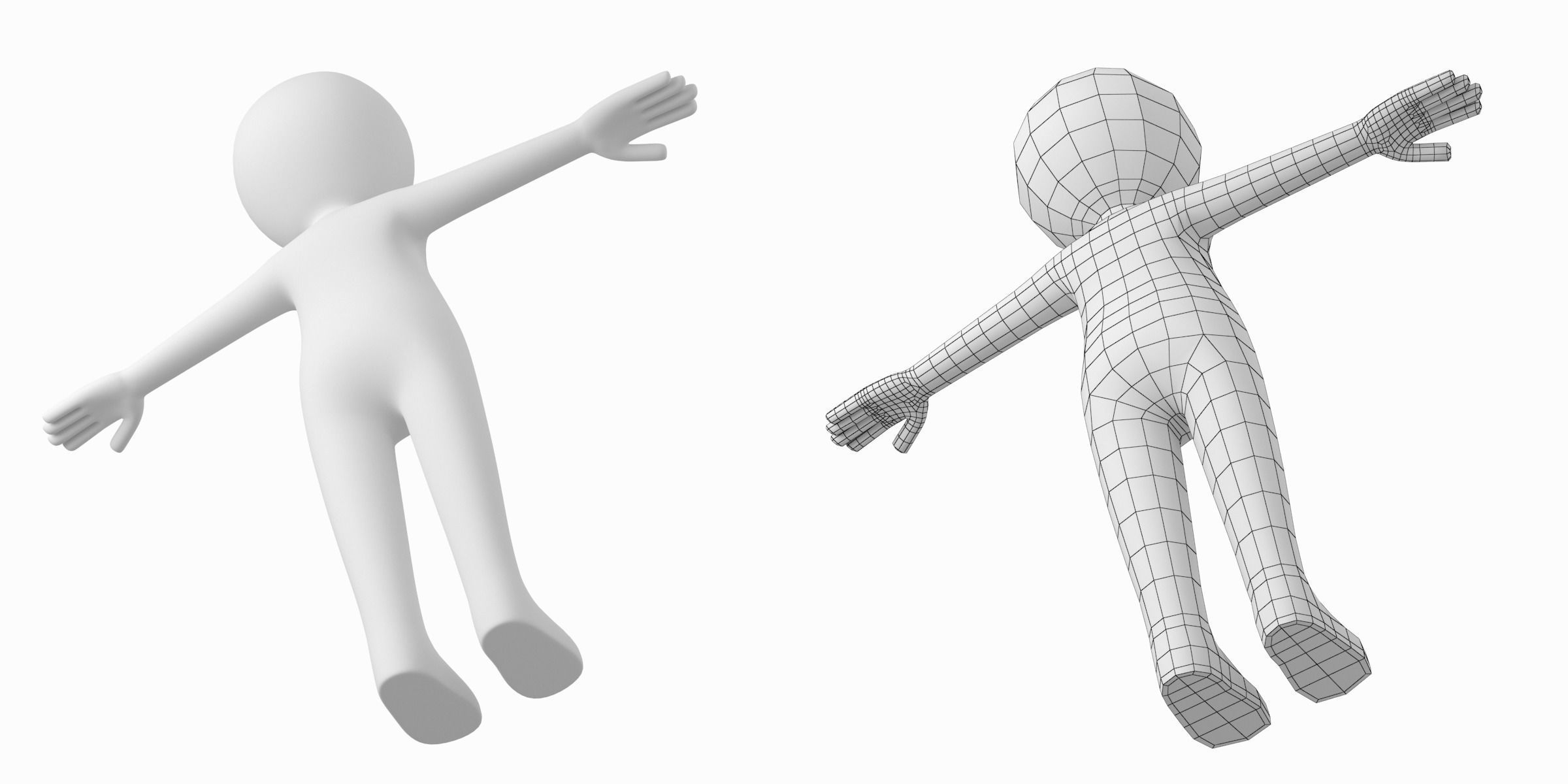 Stylized Stickman in T-Pose Low-poly 3D model_7