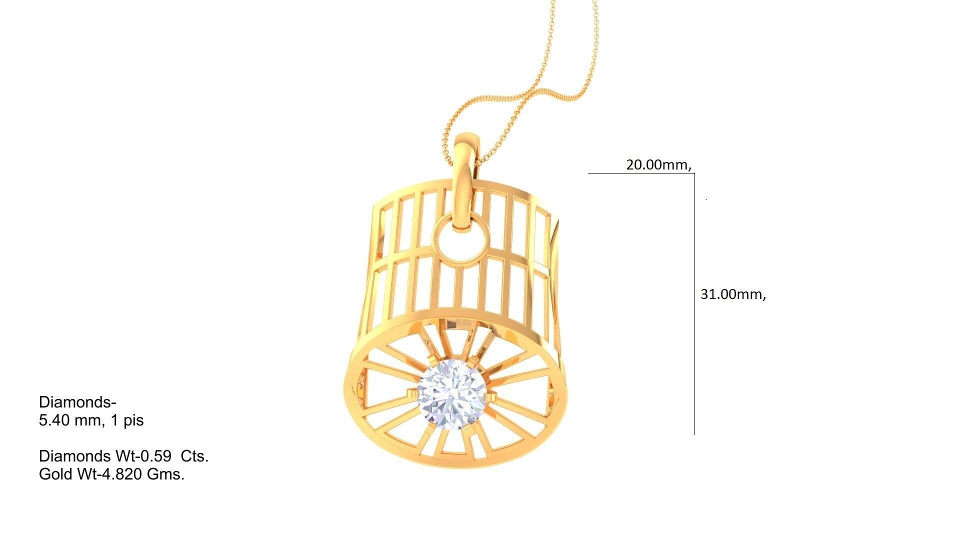 Ultra Vision Wire Mesh solitaire diamond pendant 3dm stl obj 3D print model_1
