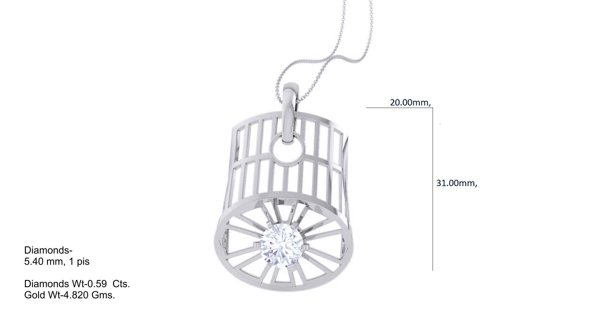 Ultra Vision Wire Mesh solitaire diamond pendant 3dm stl obj 3D print model_2