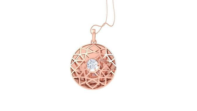 Wire Mesh solitaire diamond pendant 3dm stl obj gltf mtl 3mf glb 3D print model