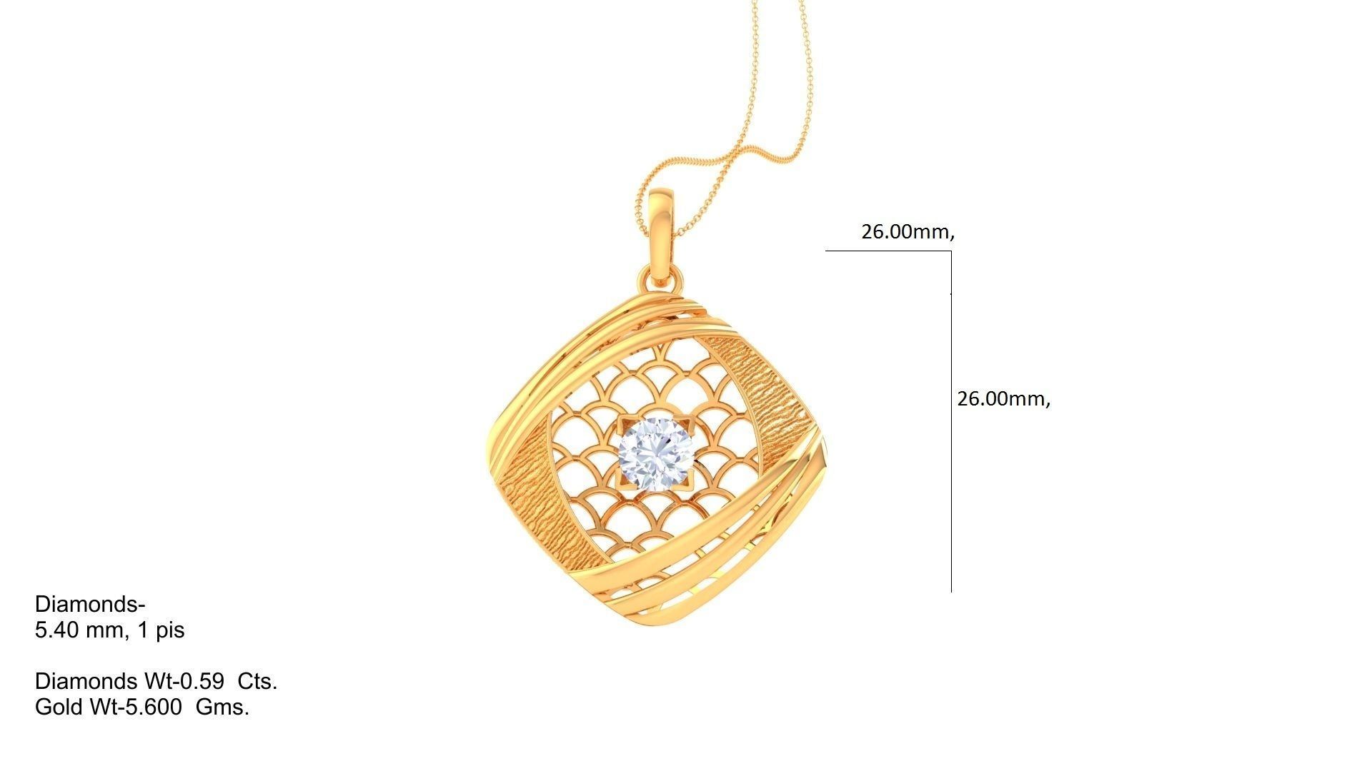 Ultra Vision Wire Mesh solitaire diamond pendant 3dm stl obj 3D print model_1