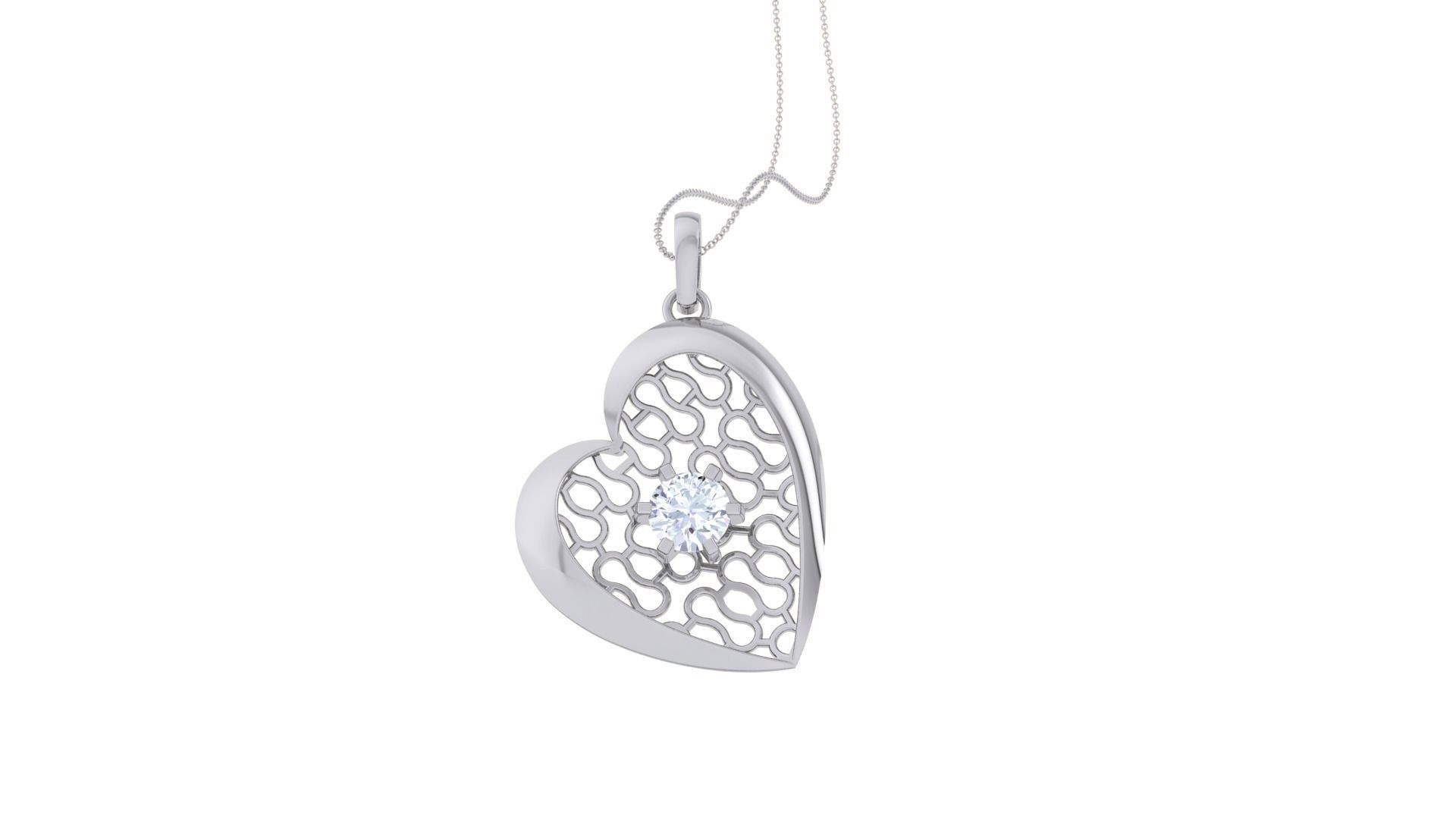 Ultra Vision Heart Love valentine wire mesh solitaire pendant 3D print model_6