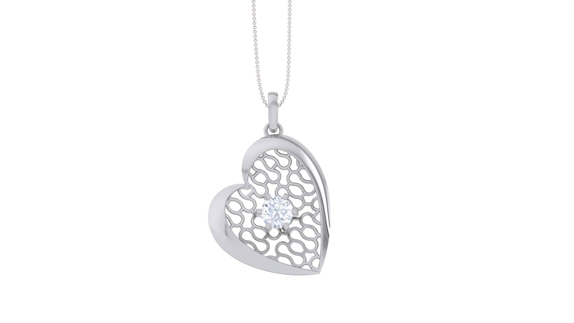 Ultra Vision Heart Love valentine wire mesh solitaire pendant 3D print model_8
