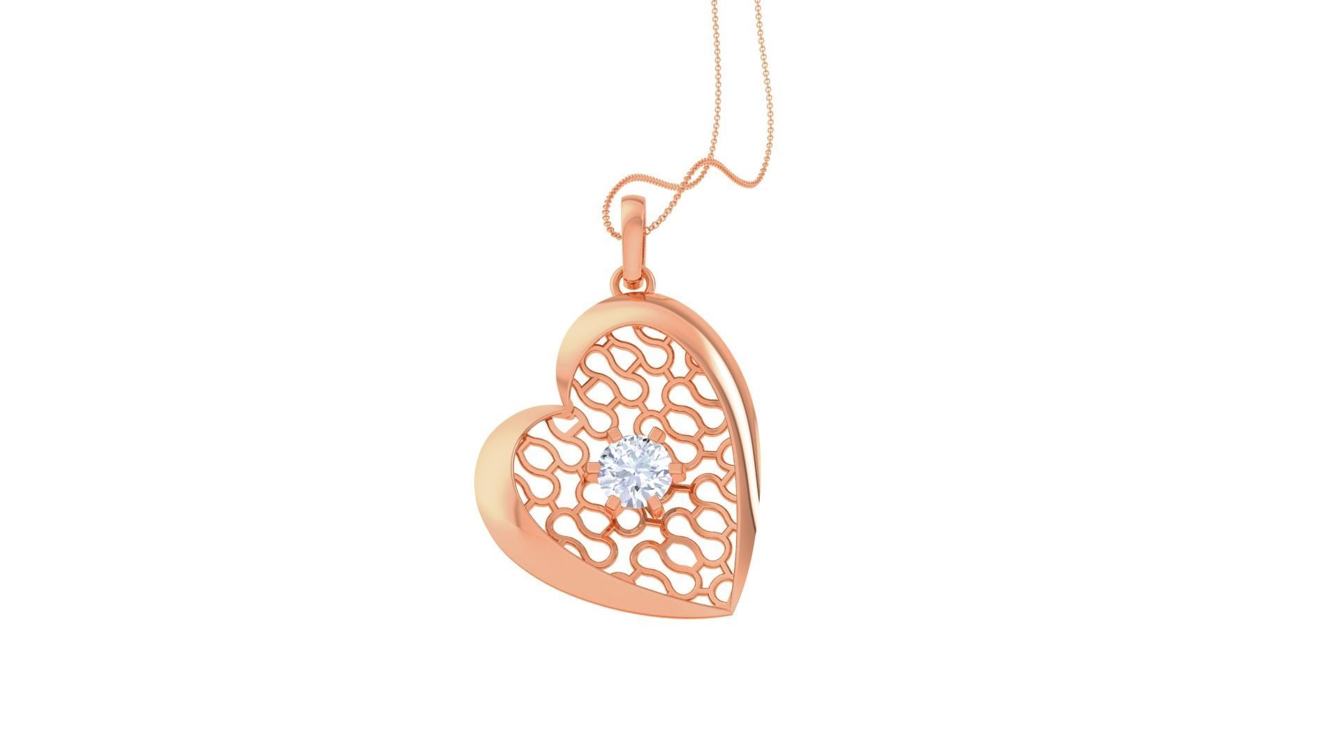 Ultra Vision Heart Love valentine wire mesh solitaire pendant 3D print model_4