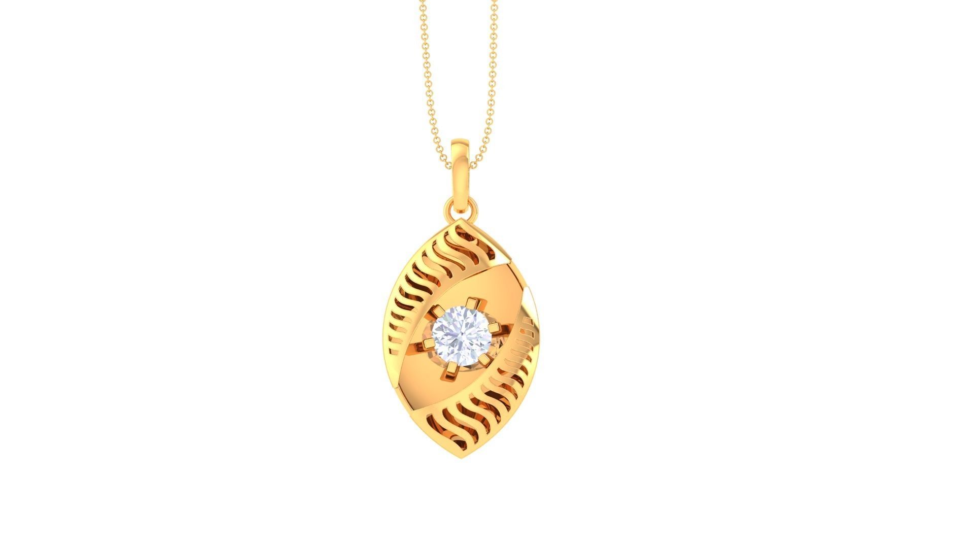 Third Eye Wire Mesh solitaire diamond pendant 3dm stl obj 3D print model_9