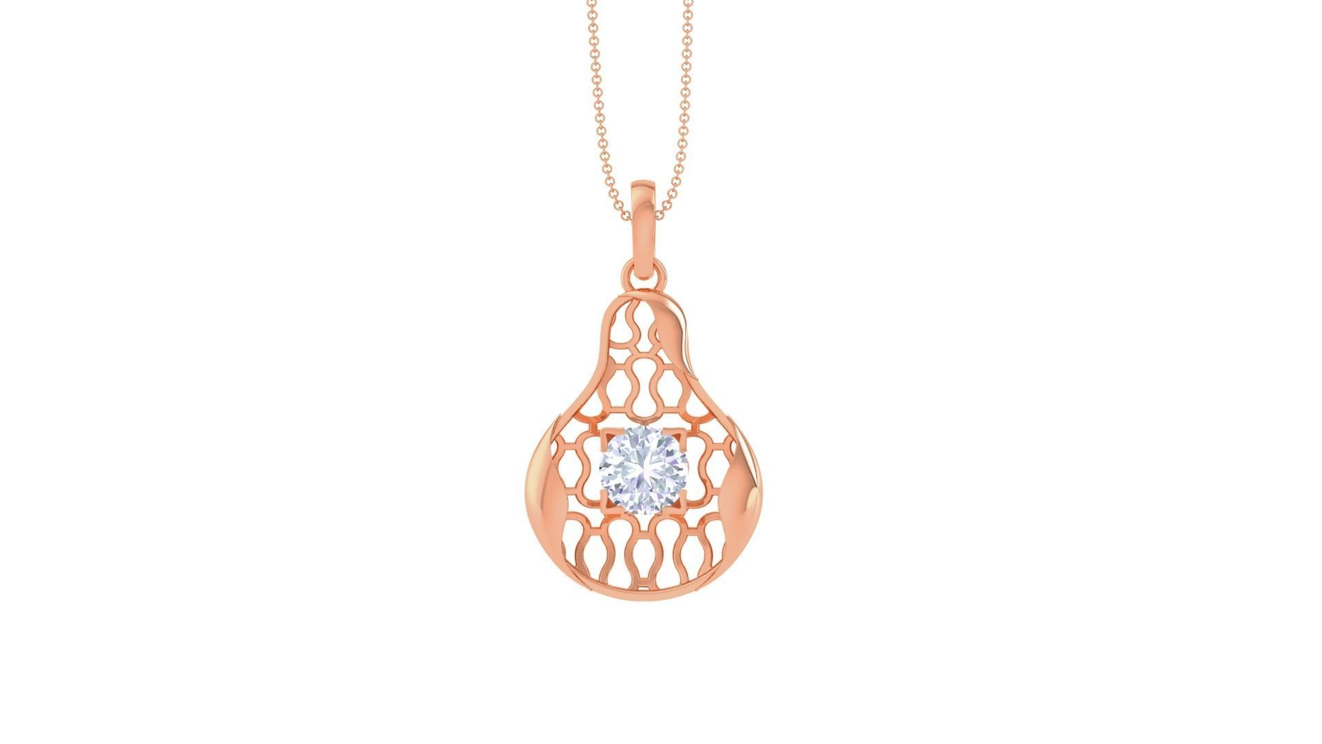 Ultra Vision Wire Mesh solitaire diamond pendant 3dm stl obj 3D print model_8