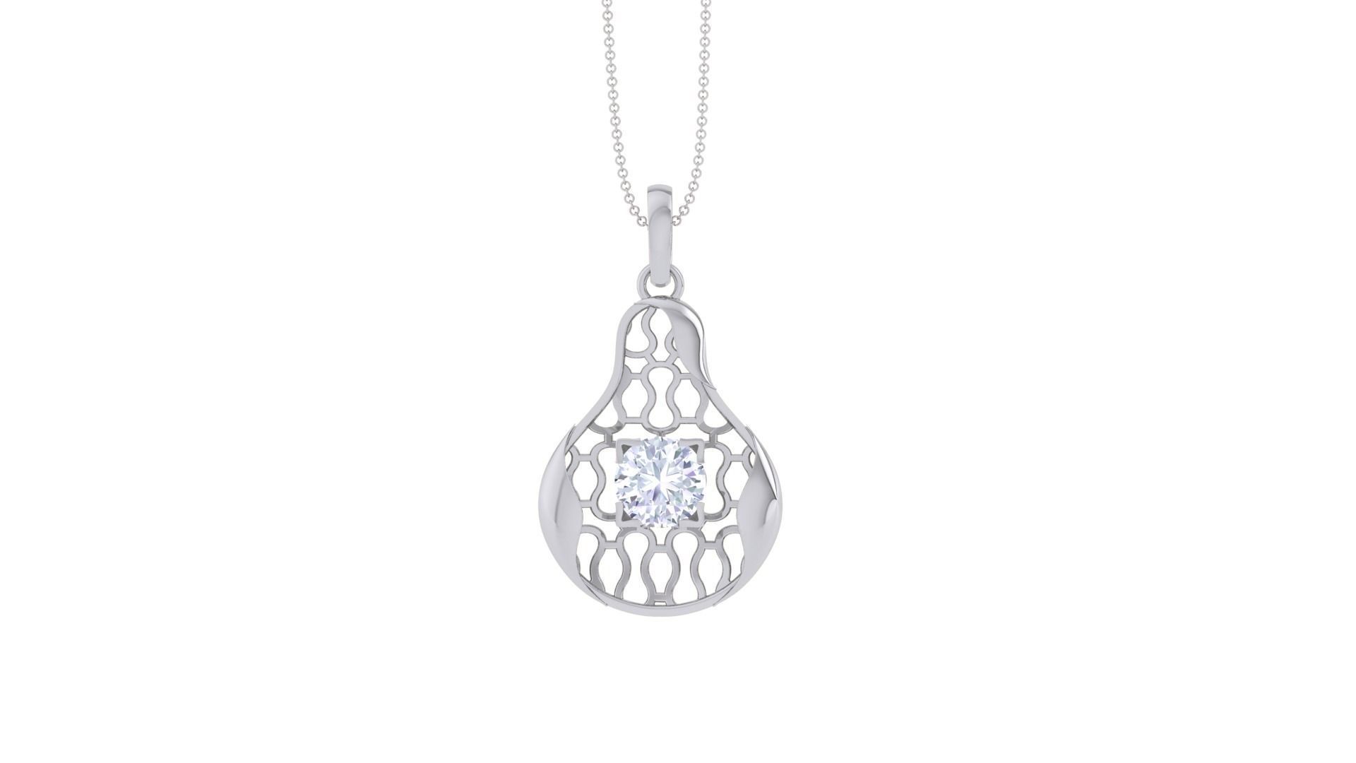 Ultra Vision Wire Mesh solitaire diamond pendant 3dm stl obj 3D print model_9