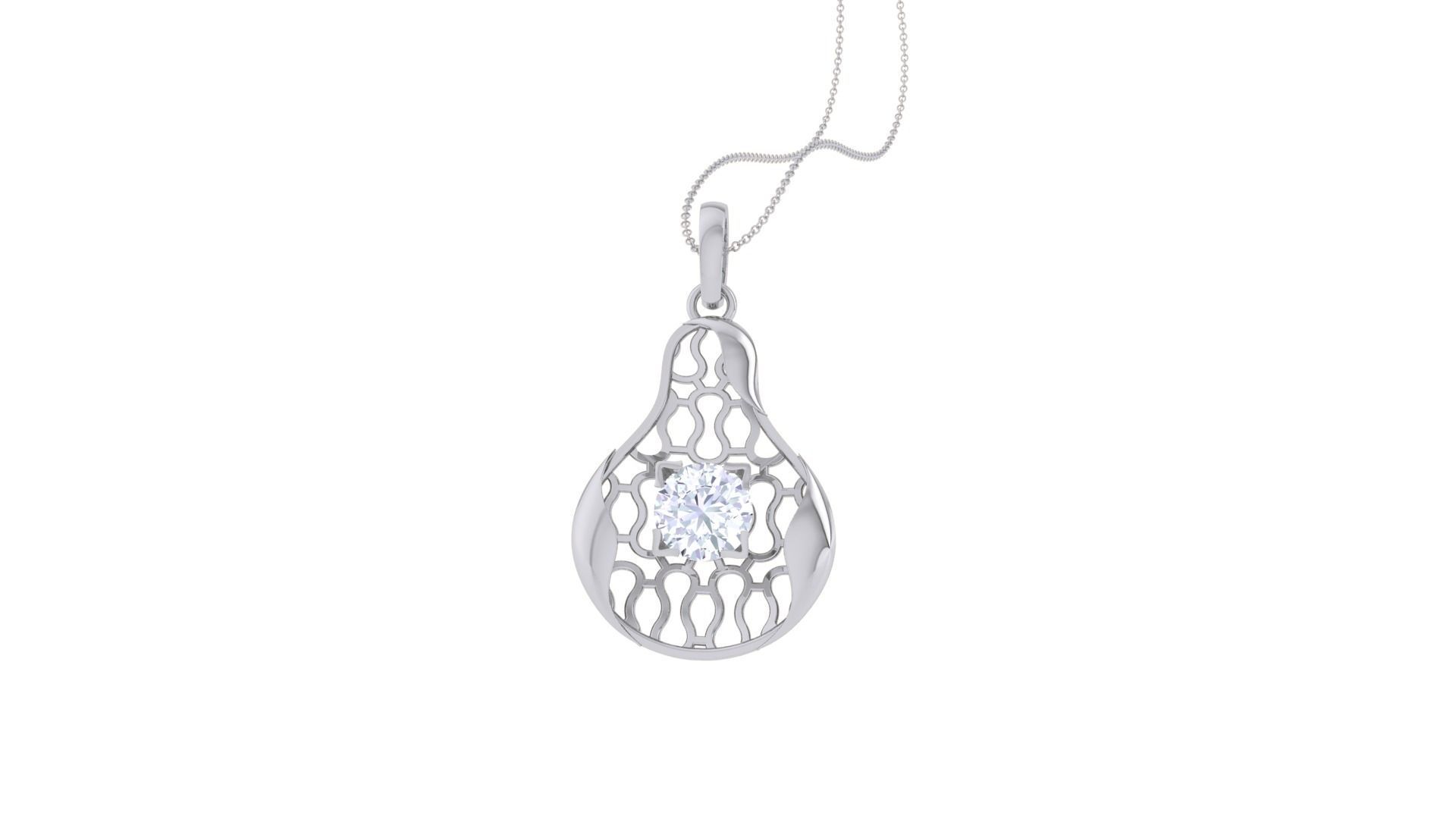 Ultra Vision Wire Mesh solitaire diamond pendant 3dm stl obj 3D print model_5