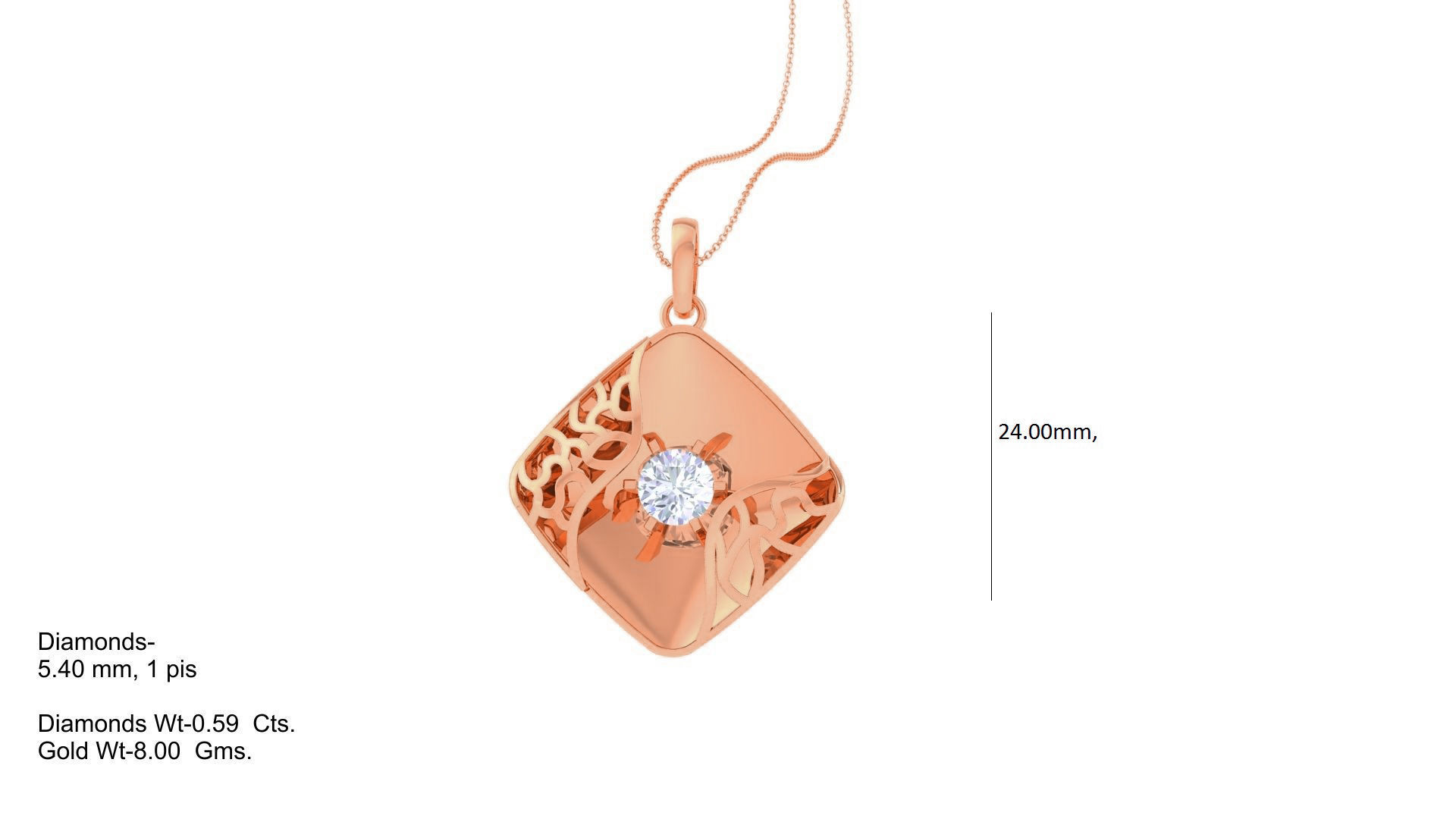 Mesh Wire Women solitaire diamond pendant 3dm stl obj gltf mtl 3D print model_2