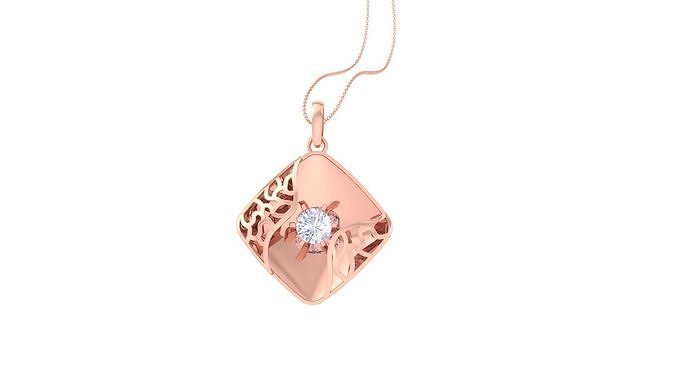 Mesh Wire Women solitaire diamond pendant 3dm stl obj gltf mtl 3D print model