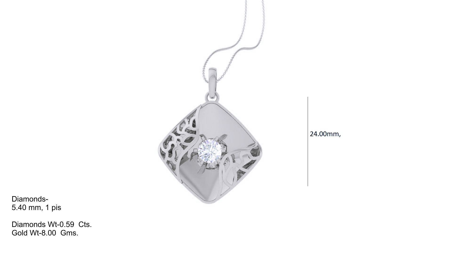 Mesh Wire Women solitaire diamond pendant 3dm stl obj gltf mtl 3D print model_3