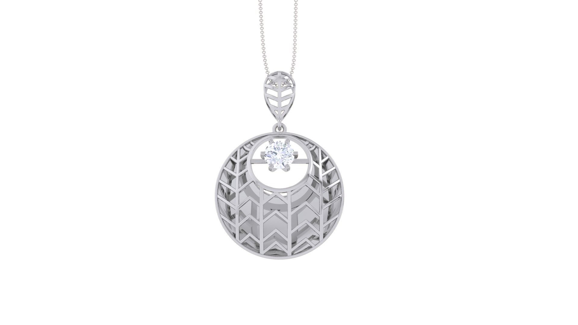 Women solitaire mesh pendant 3dm stl obj gltf mtl 3mf glb 3D print model_1