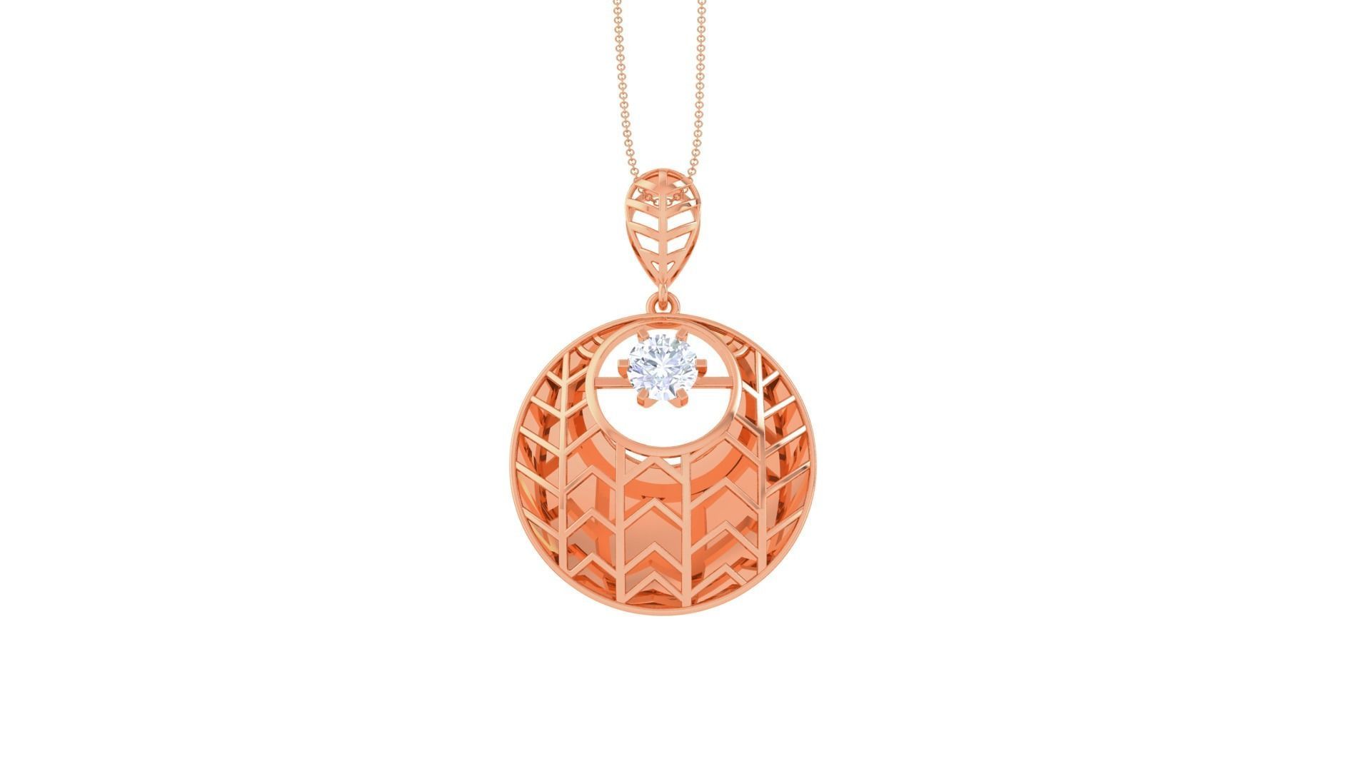 Women solitaire mesh pendant 3dm stl obj gltf mtl 3mf glb 3D print model_8