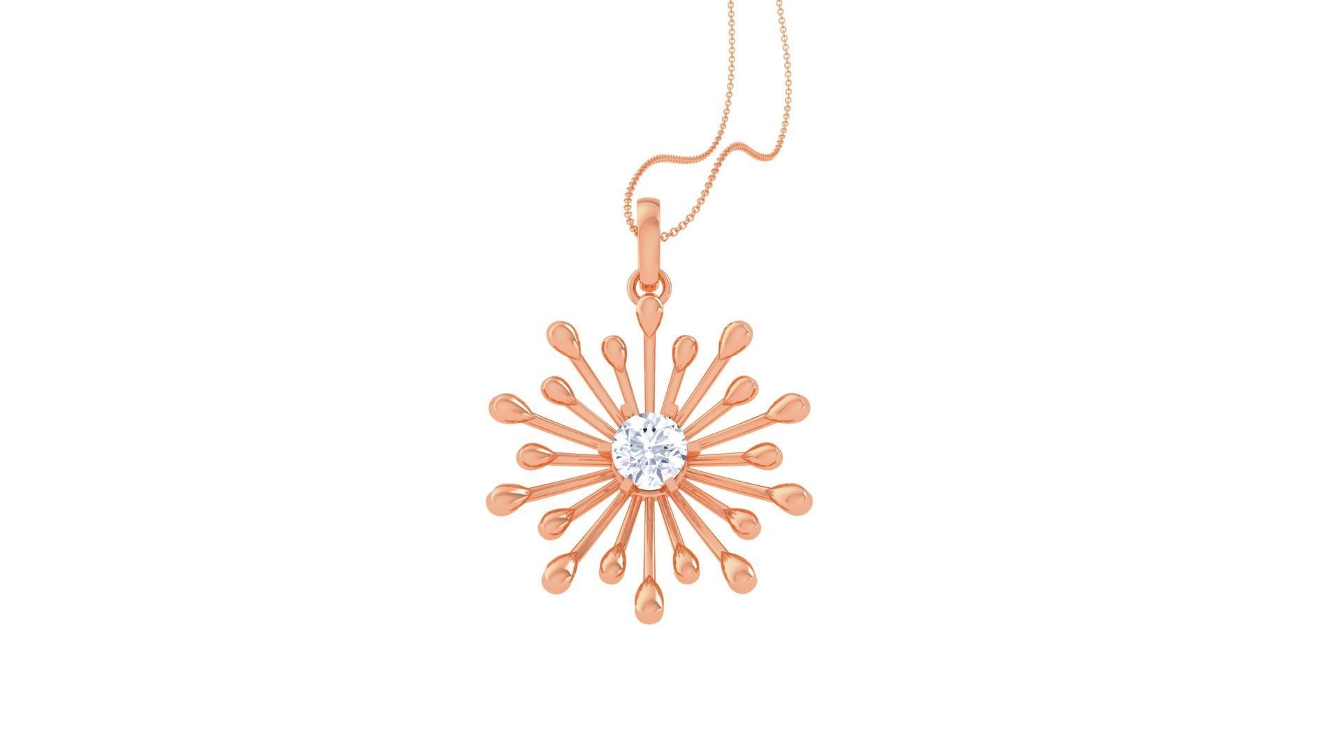 Women solitaire diamond mesh pendant 3dm stl obj gltf mtl 3mf 3D print model_6