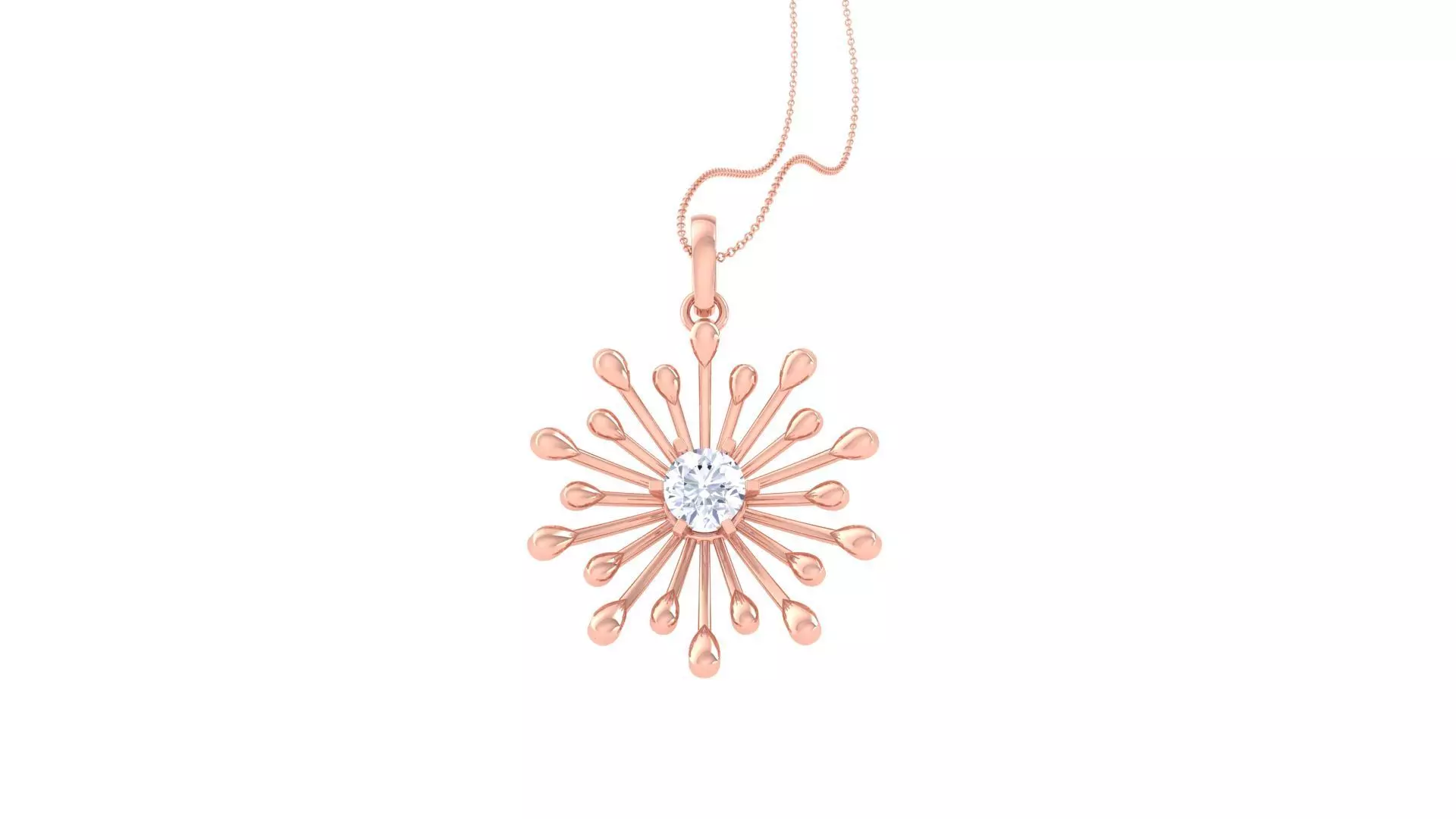 Women solitaire diamond mesh pendant 3dm stl obj gltf mtl 3mf 3D print model_0