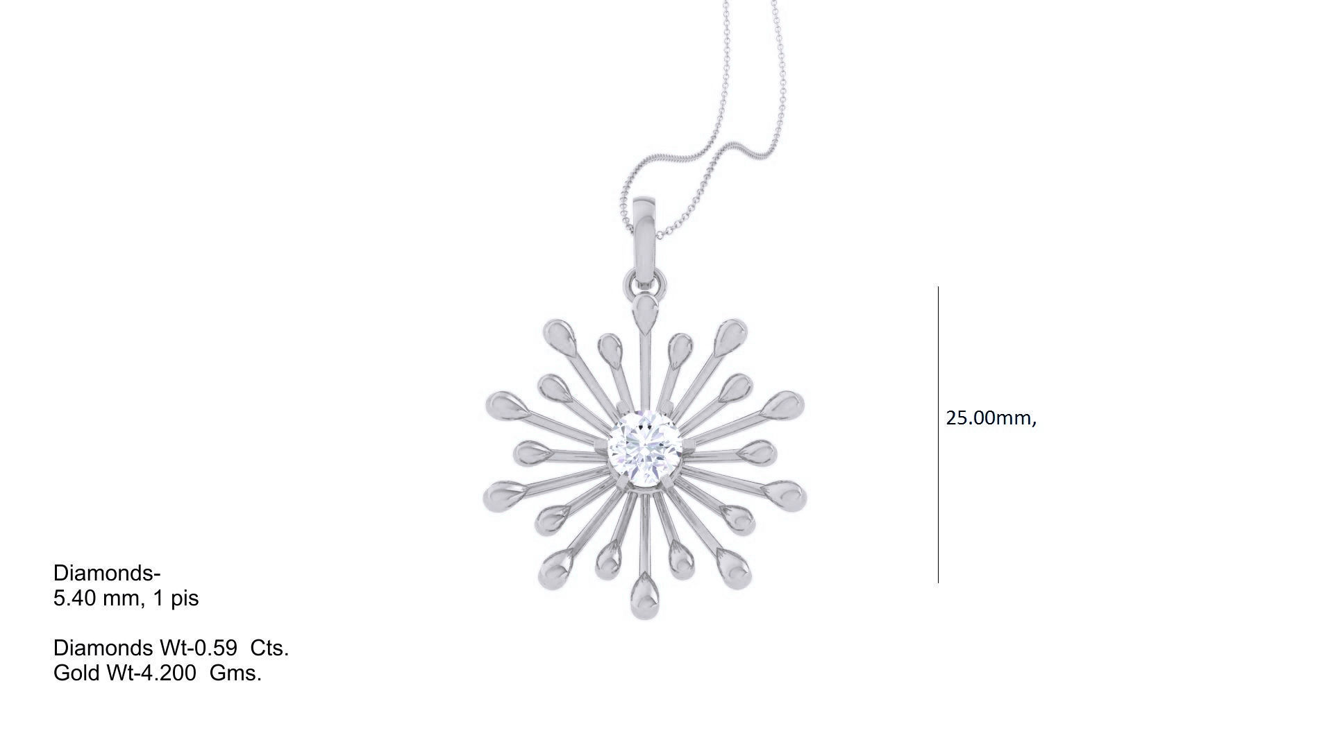 Women solitaire diamond mesh pendant 3dm stl obj gltf mtl 3mf 3D print model_2