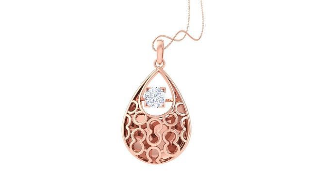 Women solitaire diamond  mesh pendant 3dm stl obj gltf mtl 3mf  3D print model