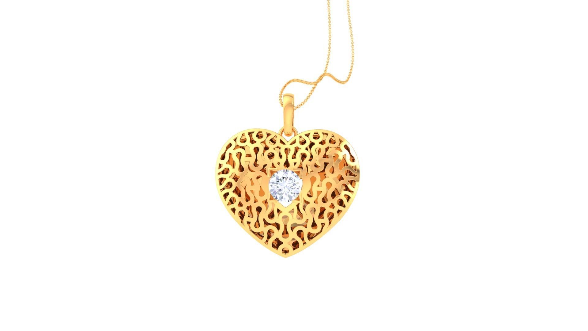 Ultra Vision Heart Love valentine wire mesh  solitaire pendant 3D print model_5