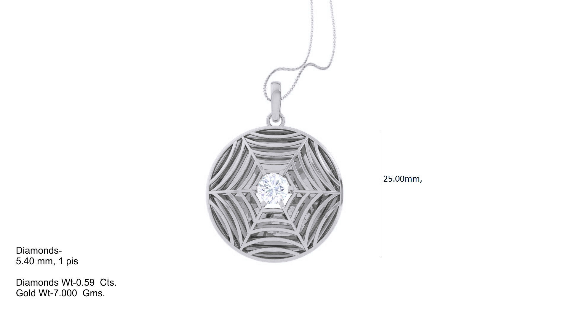 Ultra Vision Mesh Wire Spider Web  solitaire diamond pendant  3D print model_2