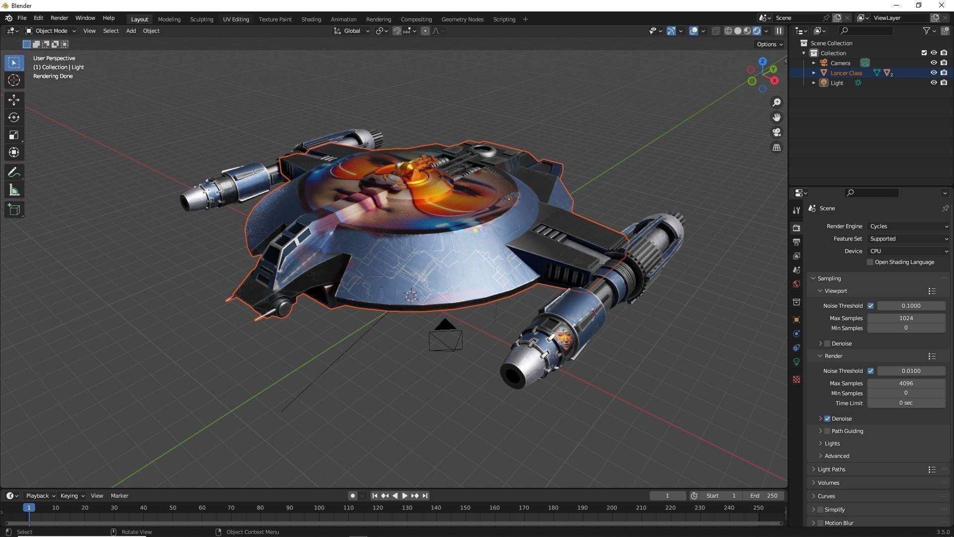 Lancer Class Spaceship Angel AI86 Low-poly 3D model_43