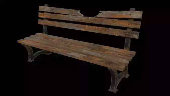 Abandoned Bench Low-poly 3D model