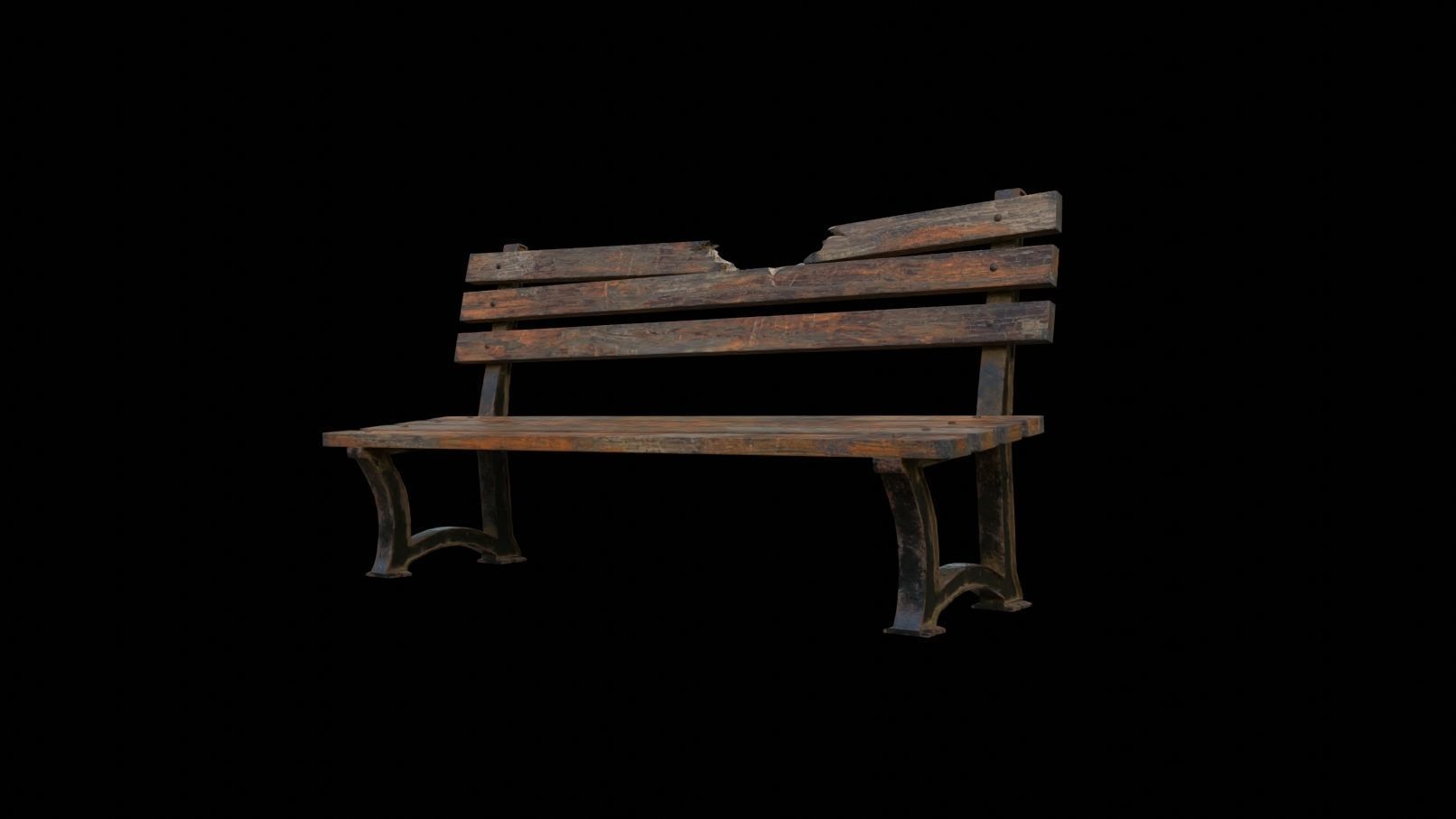 Abandoned Bench Low-poly 3D model_2