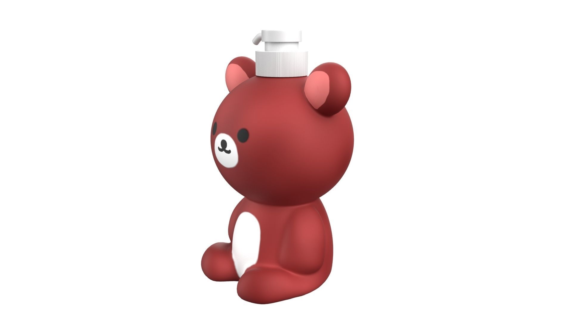 Bear Liquid Soap Dispenser Red 3D model_2