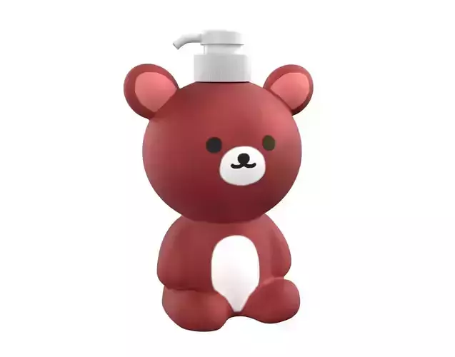 Bear Liquid Soap Dispenser Red 3D model