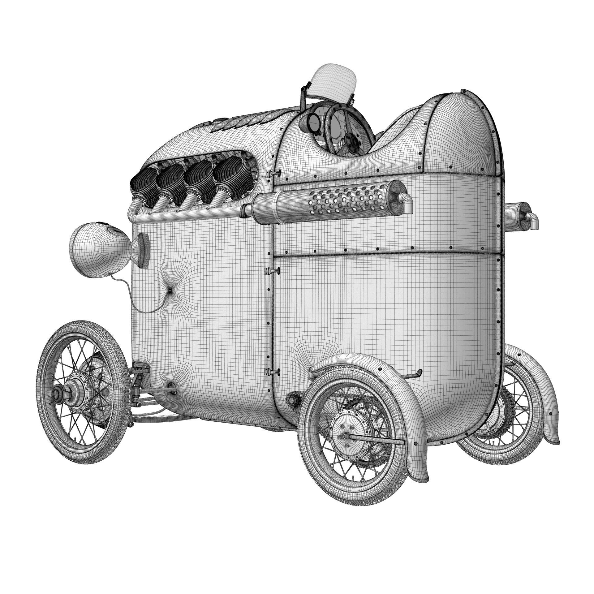 Steampunk Race Car 3D model_21