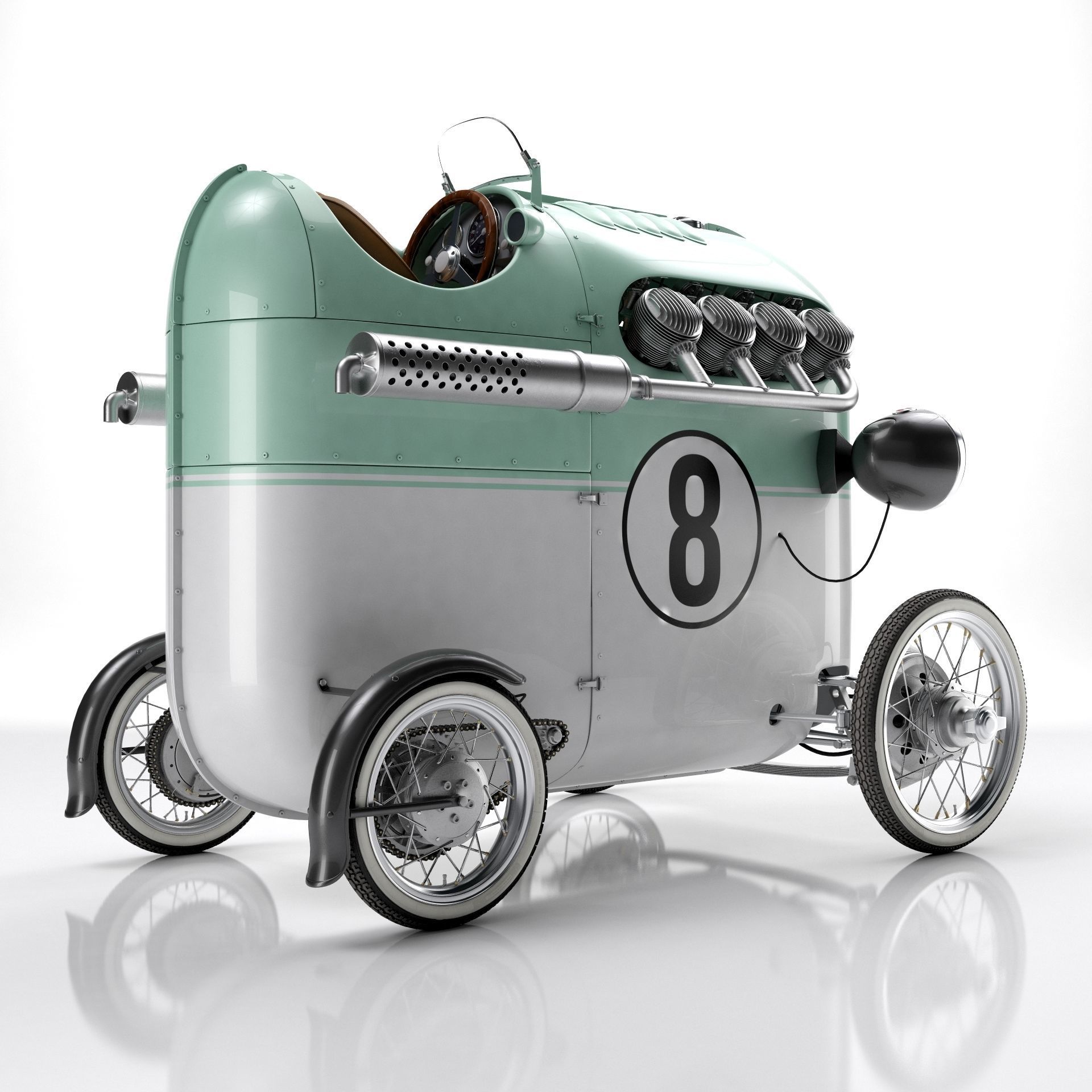 Steampunk Race Car 3D model_7