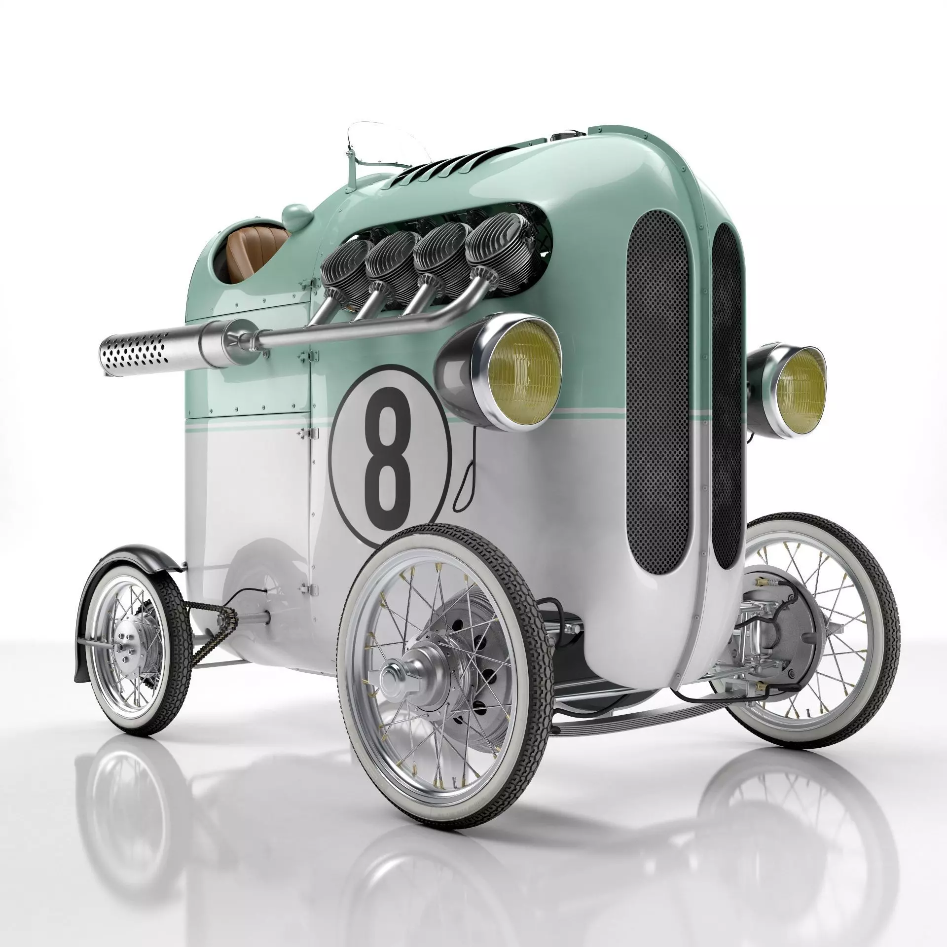 Steampunk Race Car 3D model_0