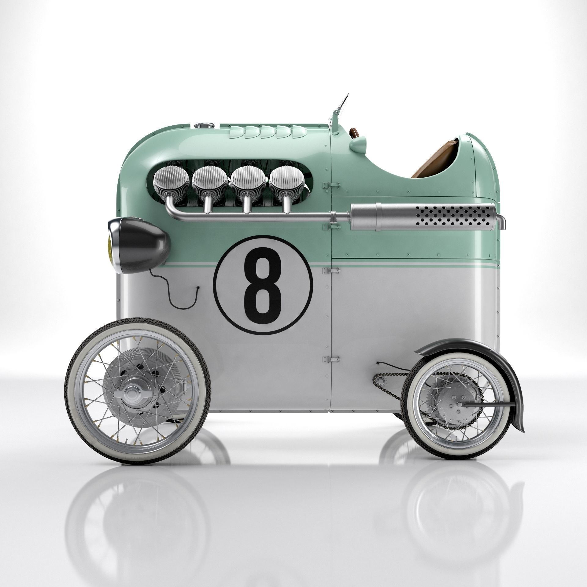 Steampunk Race Car 3D model_3