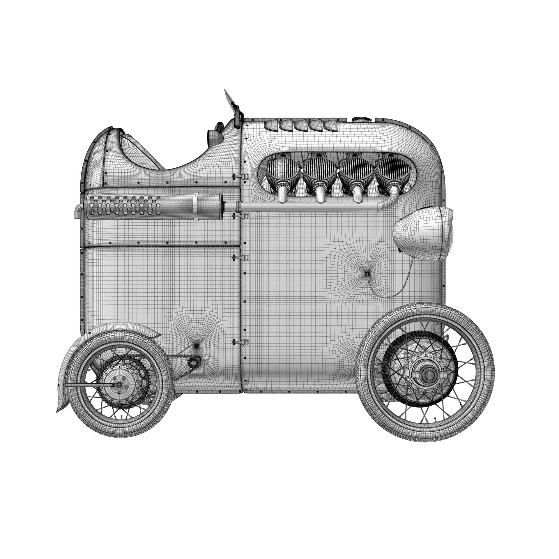 Steampunk Race Car 3D model_16