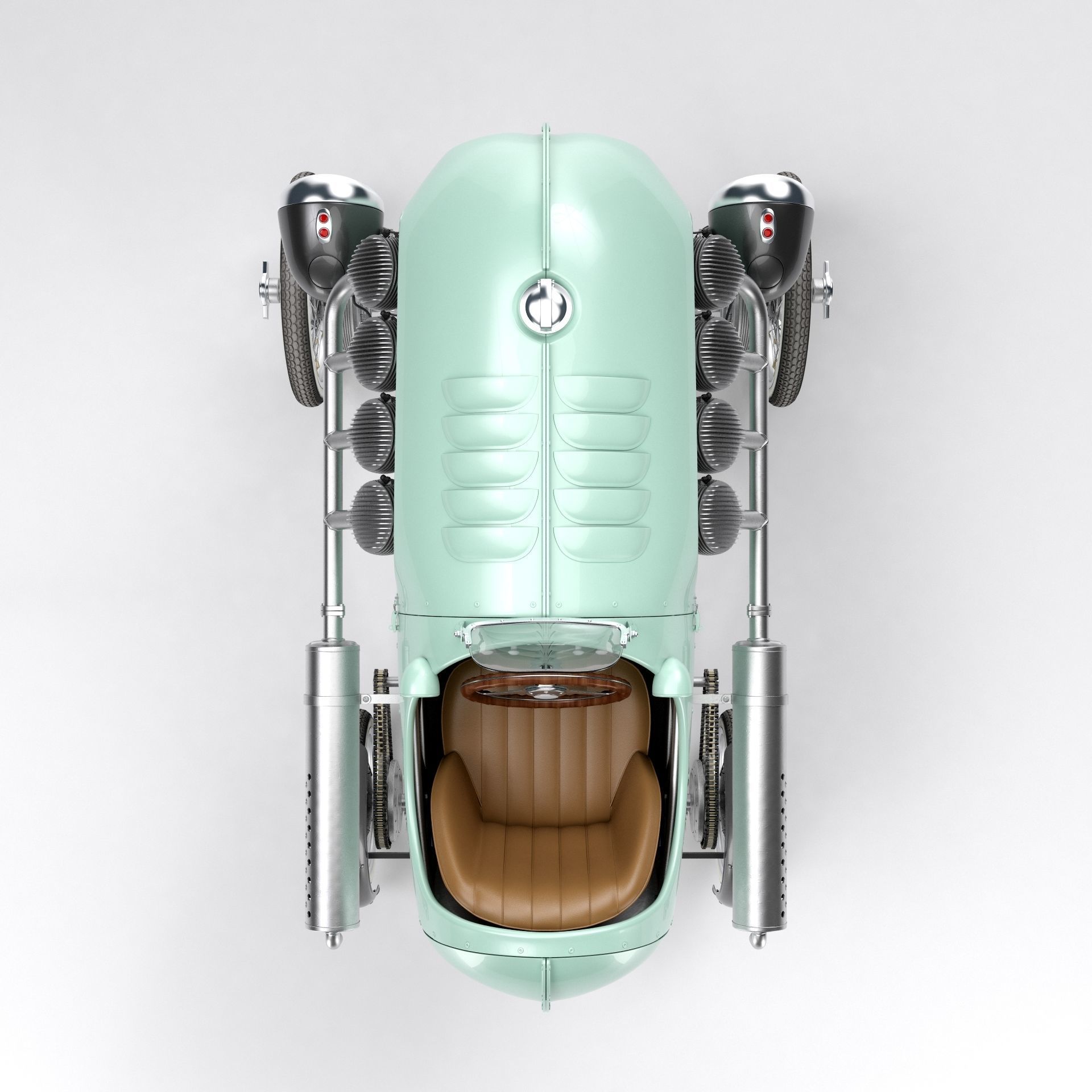 Steampunk Race Car 3D model_8