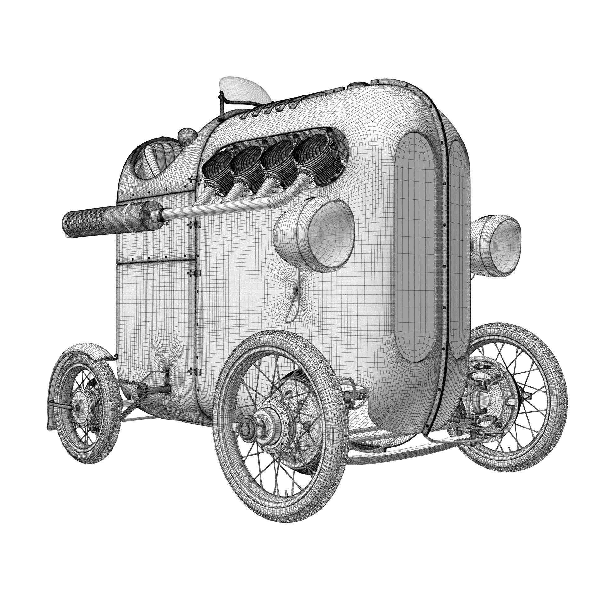 Steampunk Race Car 3D model_15