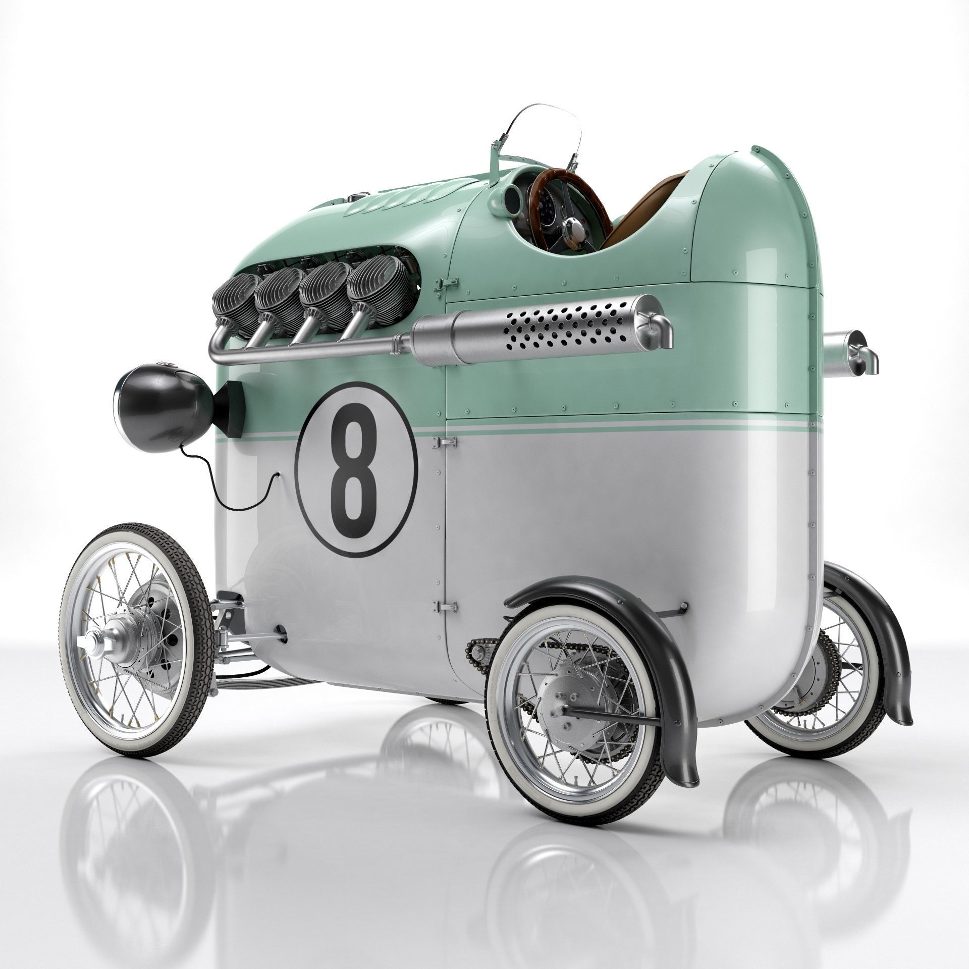 Steampunk Race Car 3D model_6