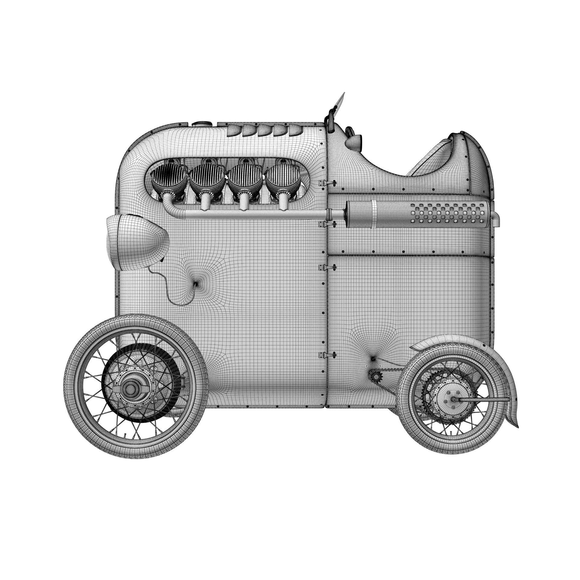Steampunk Race Car 3D model_18