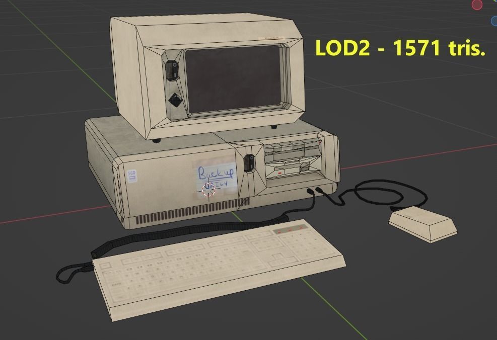 80s 90s retro desktop PC game-ready PBR 3D model Low-poly 3D model_10