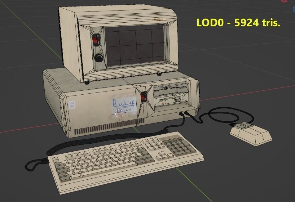 80s 90s retro desktop PC game-ready PBR 3D model Low-poly 3D model_8
