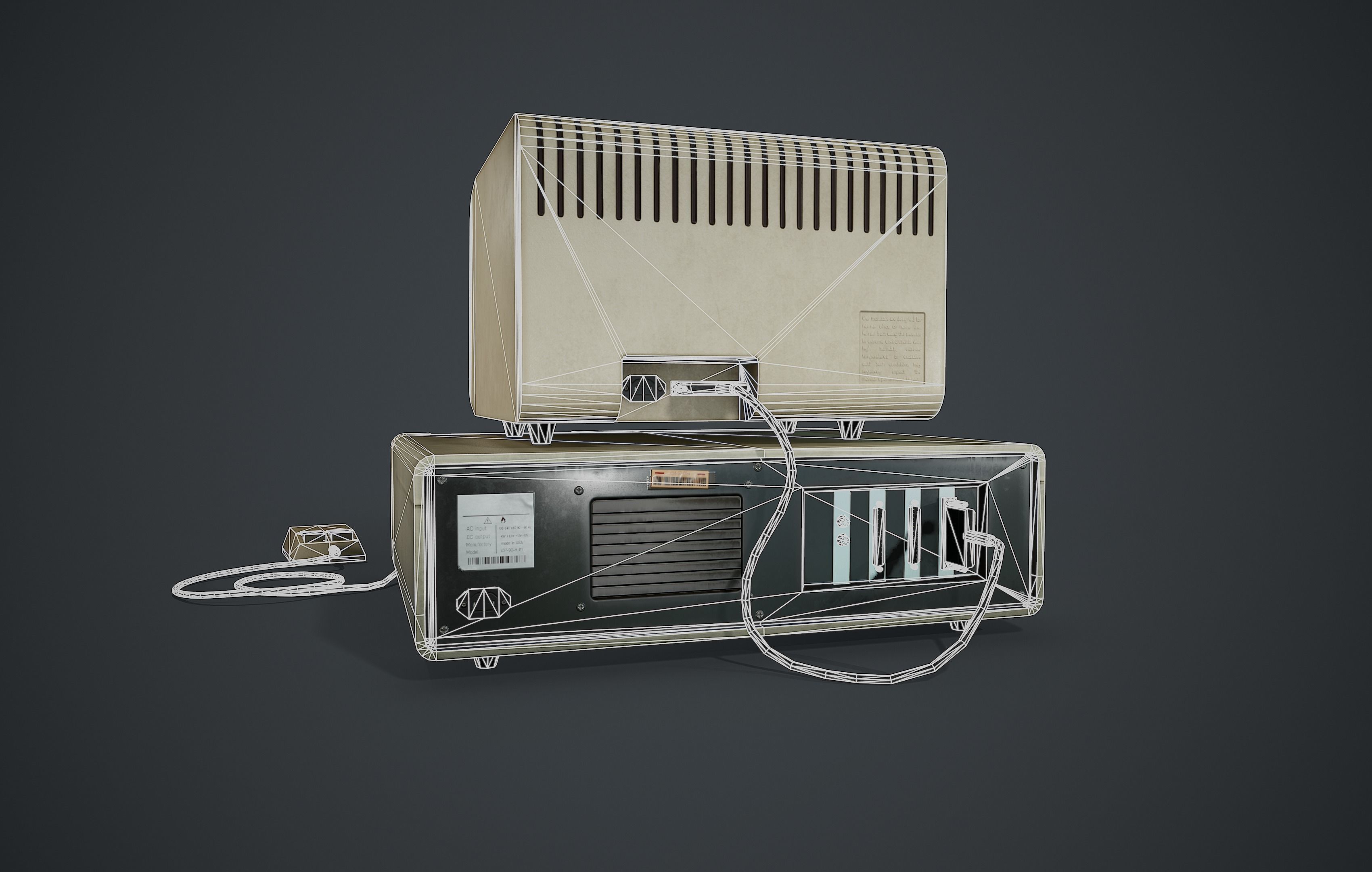 80s 90s retro desktop PC game-ready PBR 3D model Low-poly 3D model_7