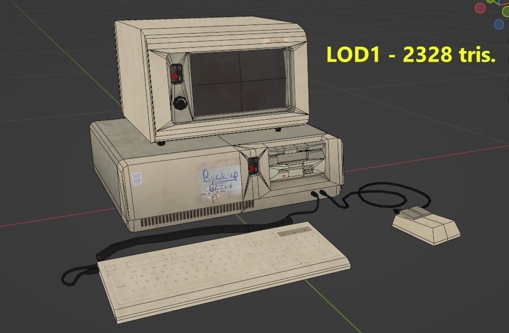 80s 90s retro desktop PC game-ready PBR 3D model Low-poly 3D model_9
