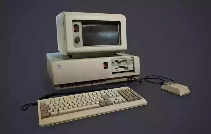80s 90s retro desktop PC game-ready PBR 3D model Low-poly 3D model