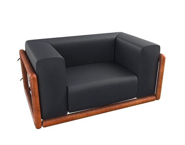 Armchair Modern Sofa No 9 Leather Black 3D model
