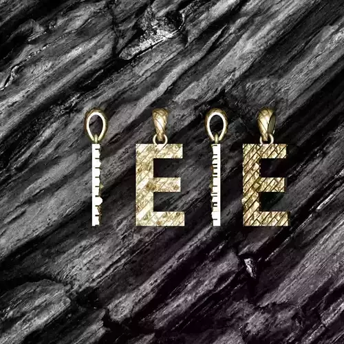 E Letter Alphabet Tiles Texture Pendant 3D Print Model