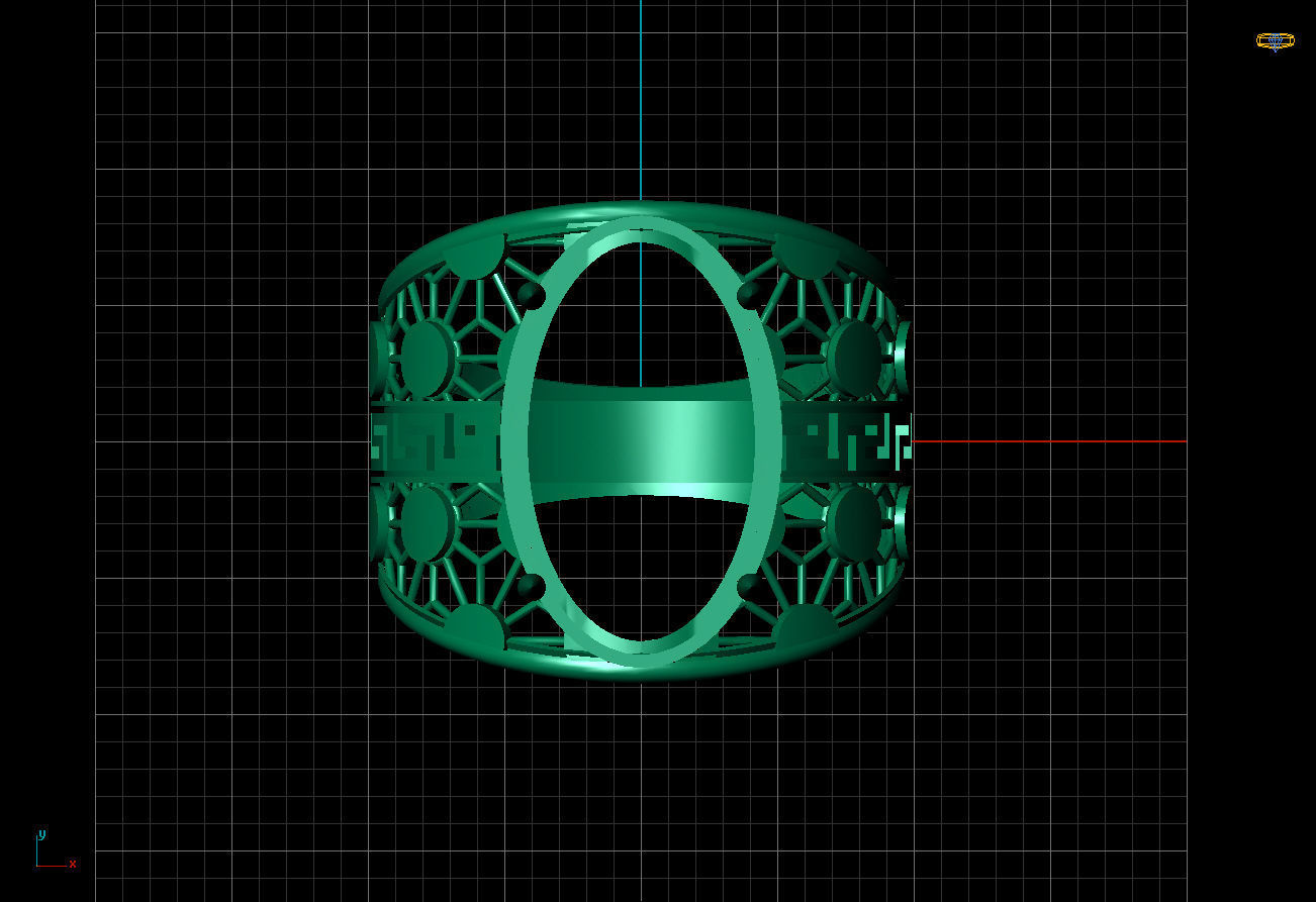 Big oval stone ring  3D print model_1
