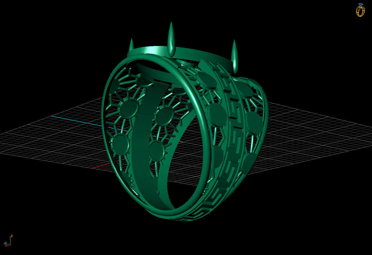 Big oval stone ring  3D print model_2