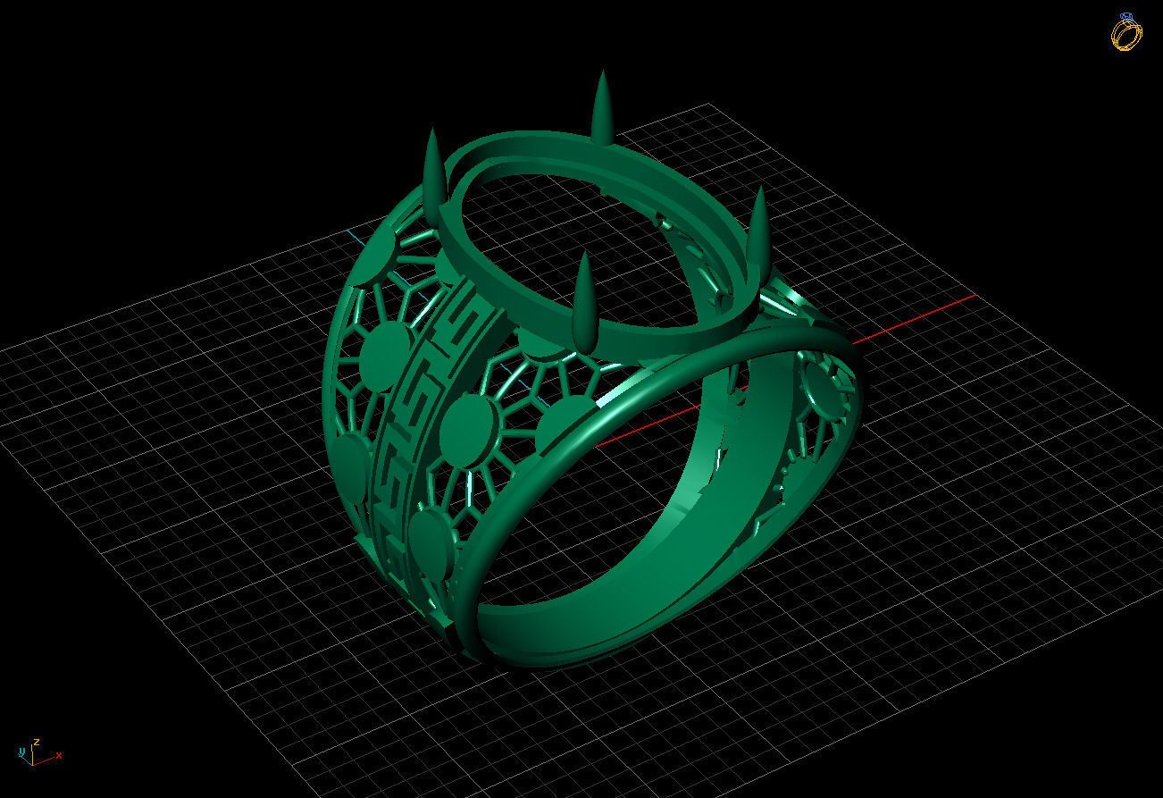 Big oval stone ring  3D print model_3