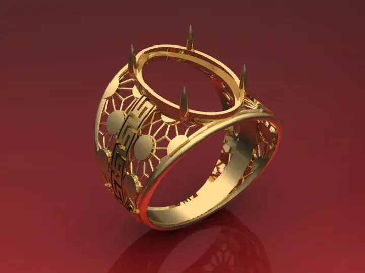 Big oval stone ring  3D print model_0