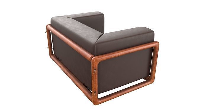 Armchair Modern Sofa No 9 Leather Brown 3D model 5